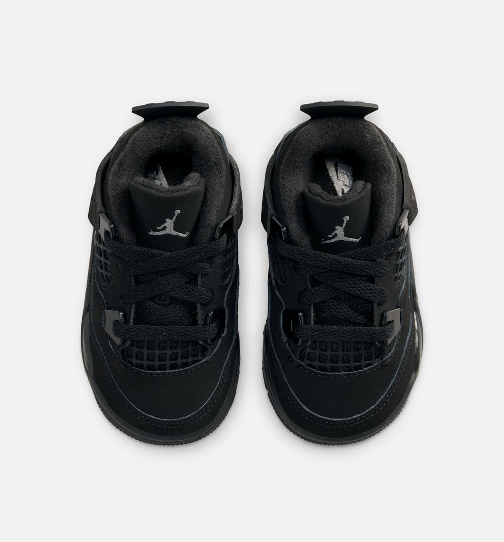 Air Jordan 4 Retro Black Cat Infant & Toddler Sneakers - Black/Black/Light Graphite