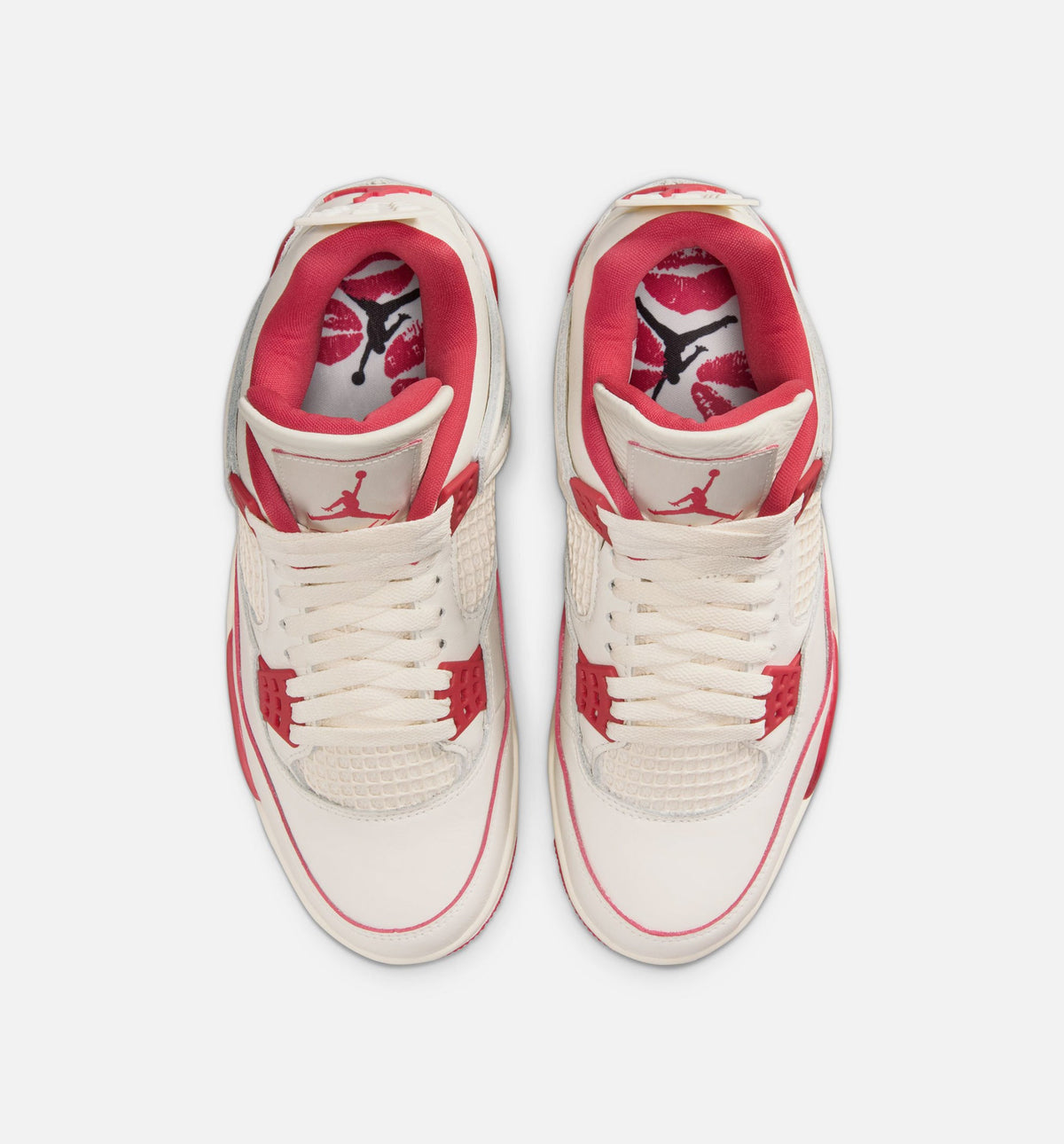Air Jordan 4 Retro Valentines Day Women's Sneakers - Pale Ivory/Sierra Red/Tough Red