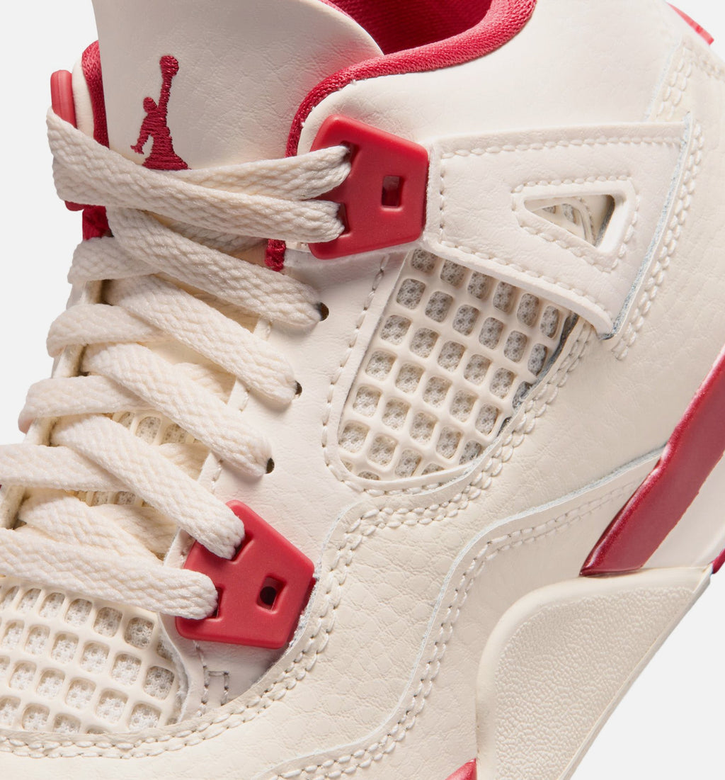 Air Jordan 4 Retro Valentines Day Preschool Sneakers - Pale Ivory/Sierra Red/Tough Red