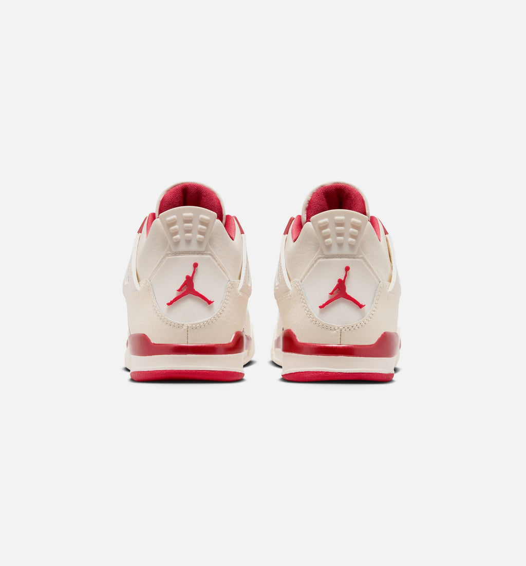 Air Jordan 4 Retro Valentines Day Preschool Sneakers - Pale Ivory/Sierra Red/Tough Red