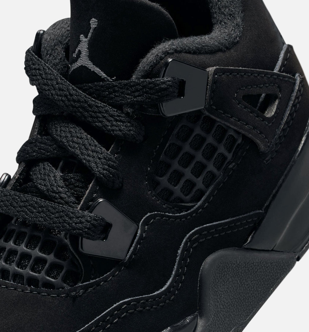 Air Jordan 4 Retro Black Cat Infant & Toddler Sneakers - Black/Black/Light Graphite