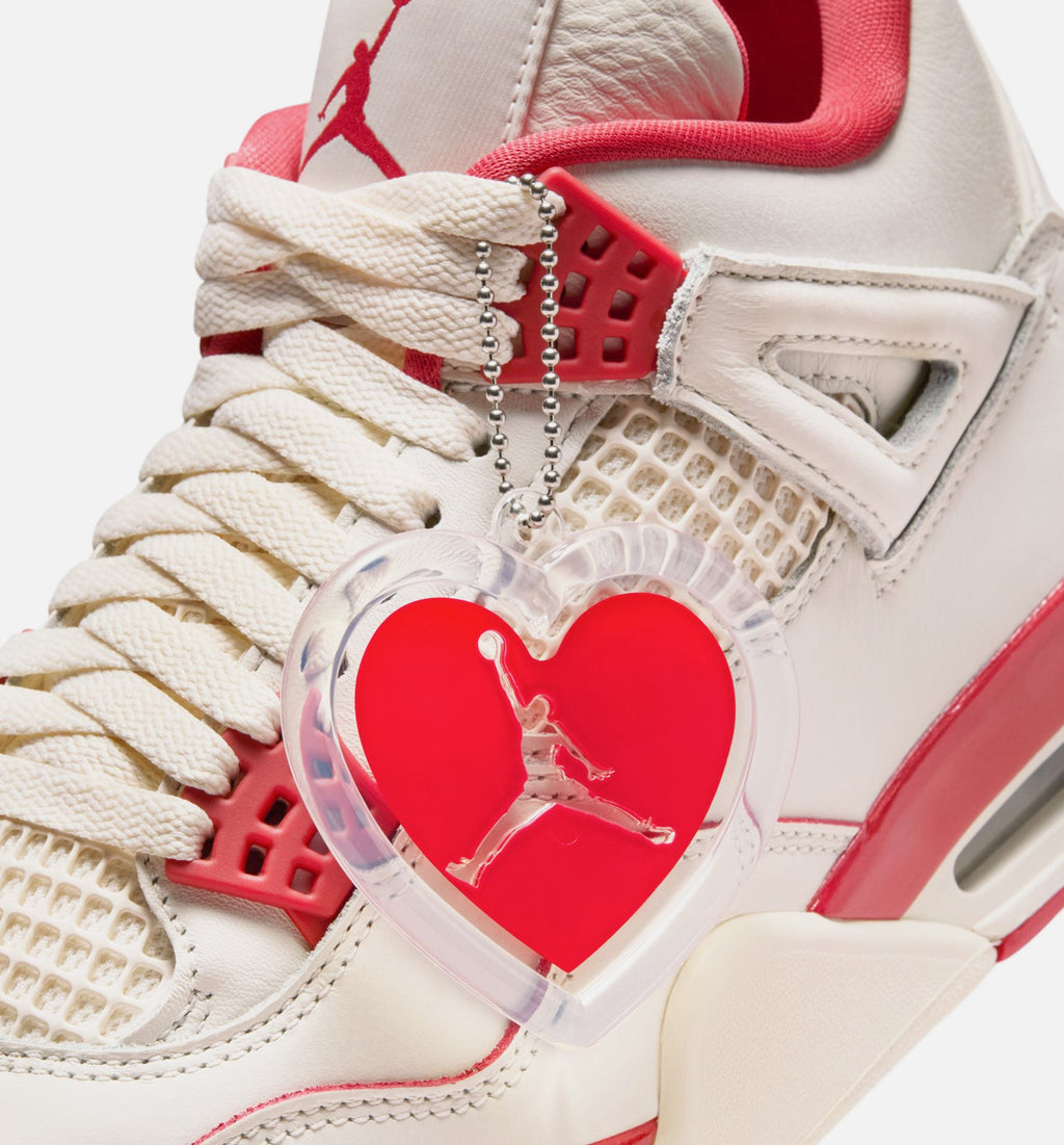 Air Jordan 4 Retro Valentines Day Women's Sneakers - Pale Ivory/Sierra Red/Tough Red