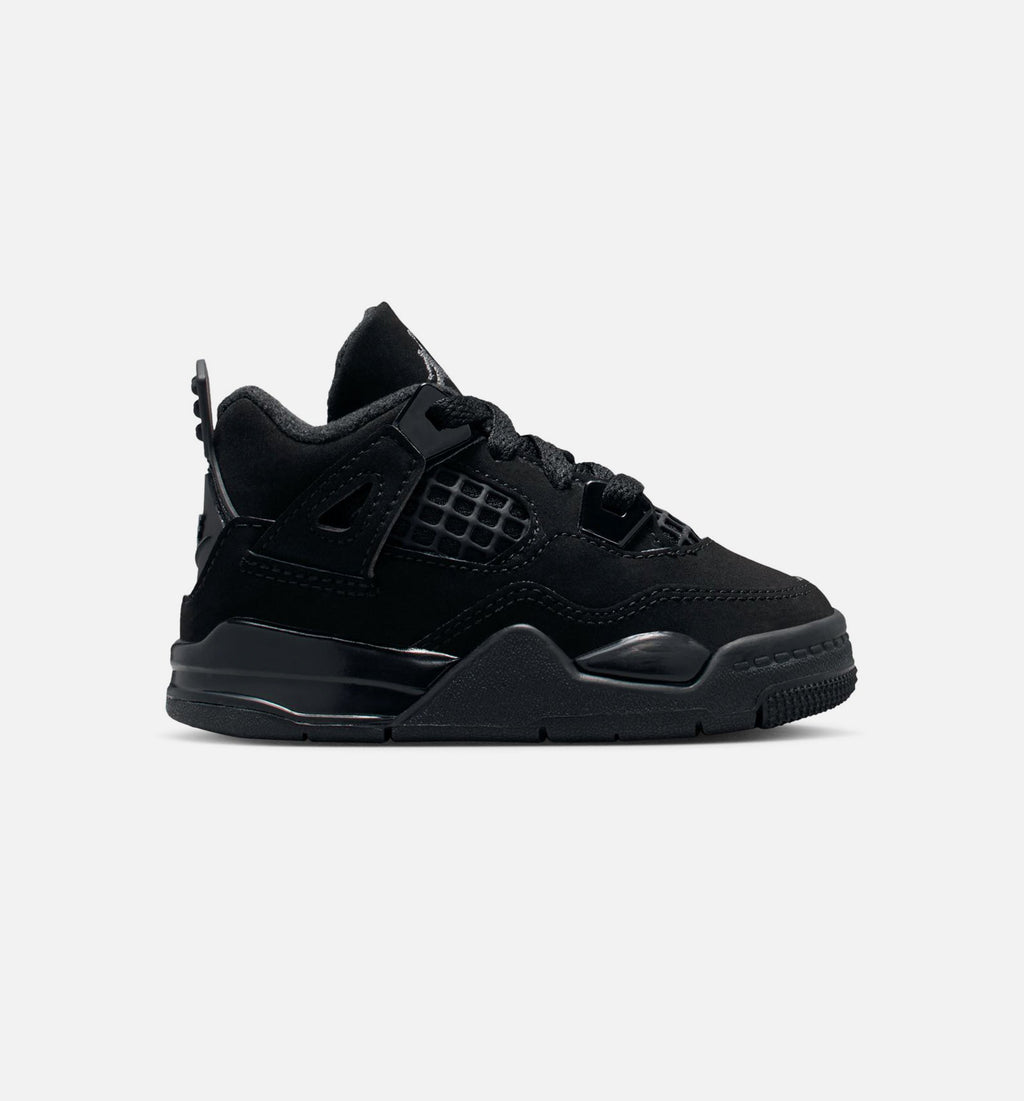 Air Jordan 4 Retro Black Cat Infant & Toddler Sneakers - Black/Black/Light Graphite