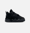 Air Jordan 4 Retro Black Cat Infant & Toddler Sneakers - Black/Black/Light Graphite