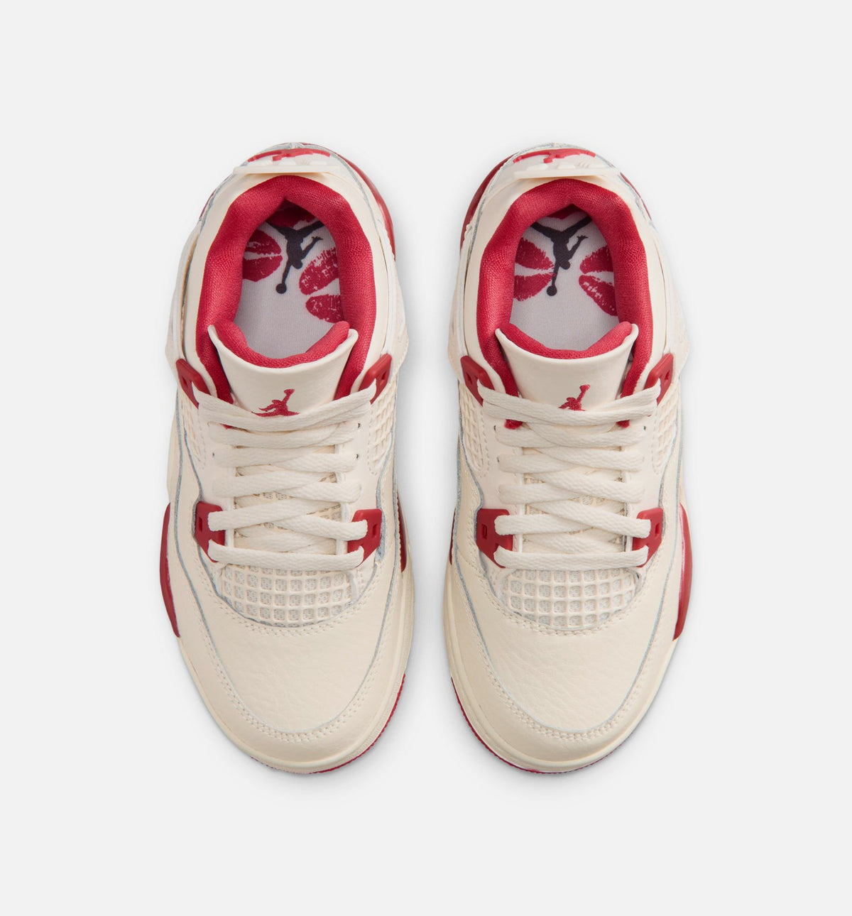 Air Jordan 4 Retro Valentines Day Preschool Sneakers - Pale Ivory/Sierra Red/Tough Red