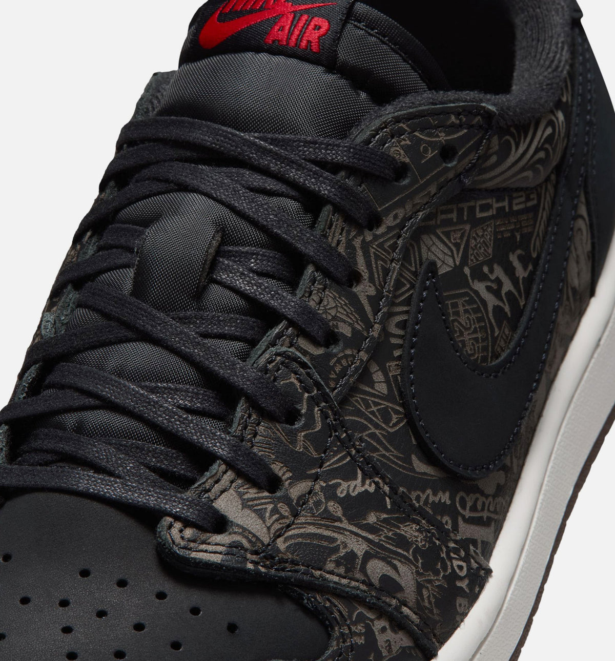 Air Jordan 1 Retro Low OG Laser Black And Varsity Red Men's Sneakers - Black/Varsity Red/Summit White