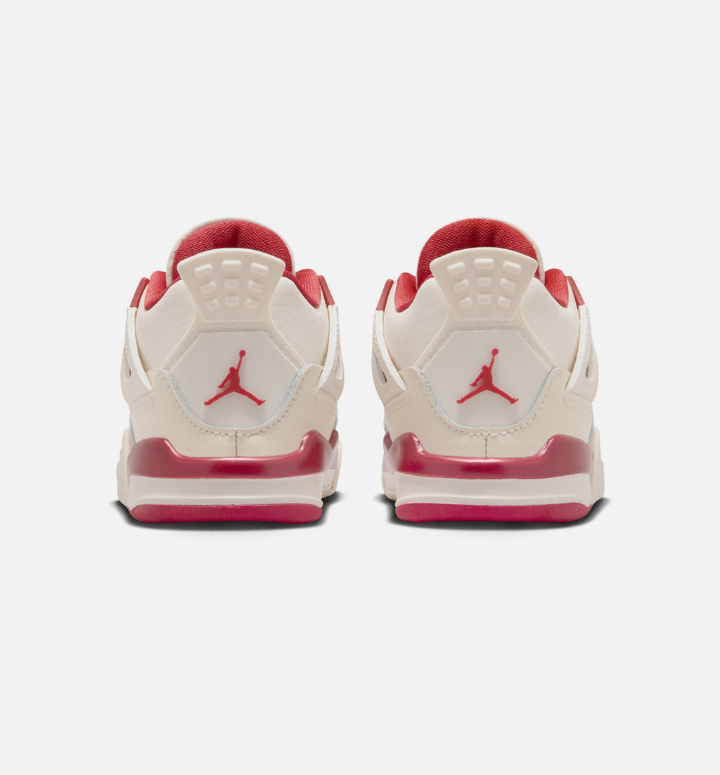 Air Jordan 4 Retro Valentines Day Infant & Toddler Sneakers - Pale Ivory/Sierra Red/Tough Red