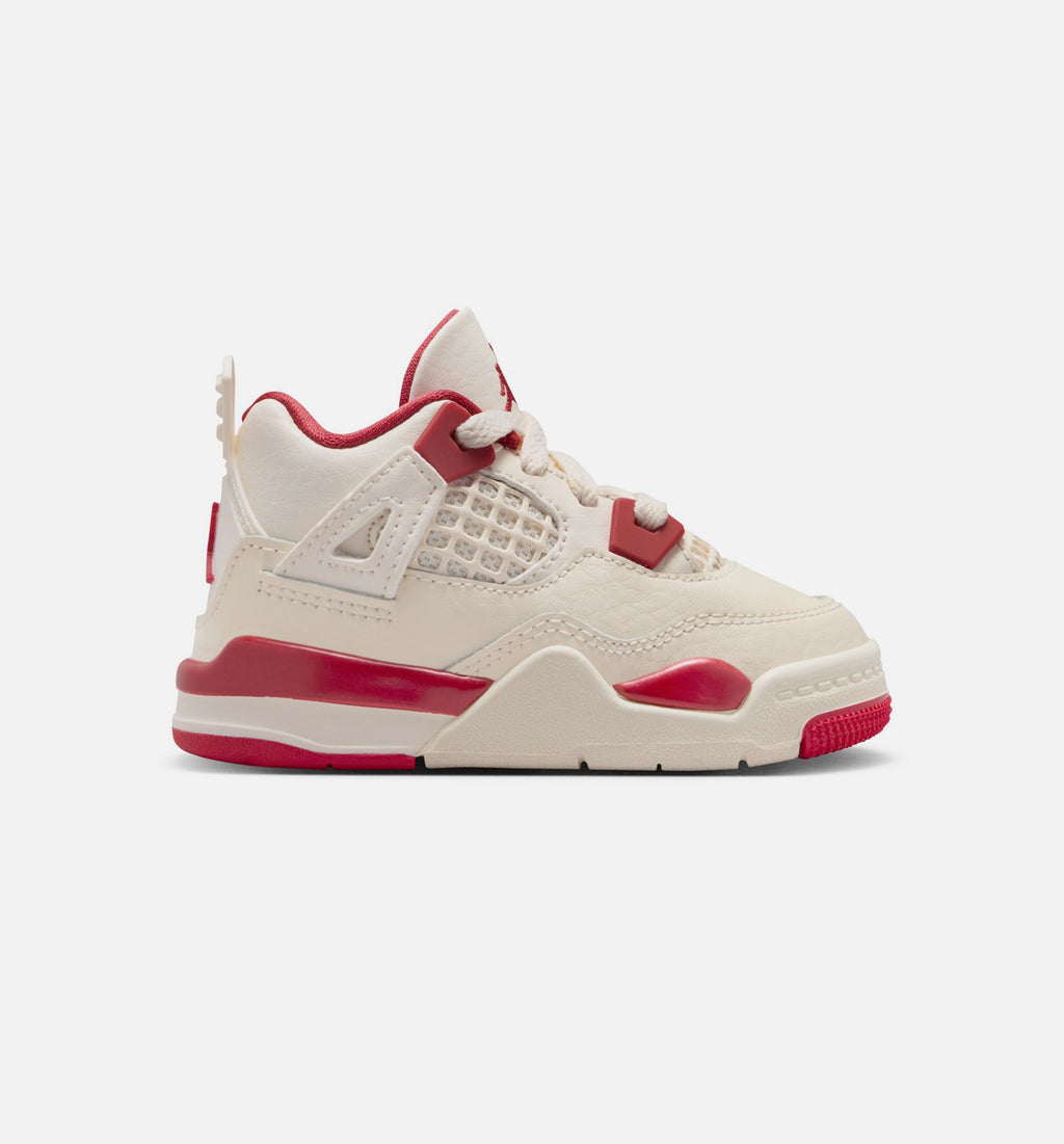 Air Jordan 4 Retro Valentines Day Infant & Toddler Sneakers - Pale Ivory/Sierra Red/Tough Red
