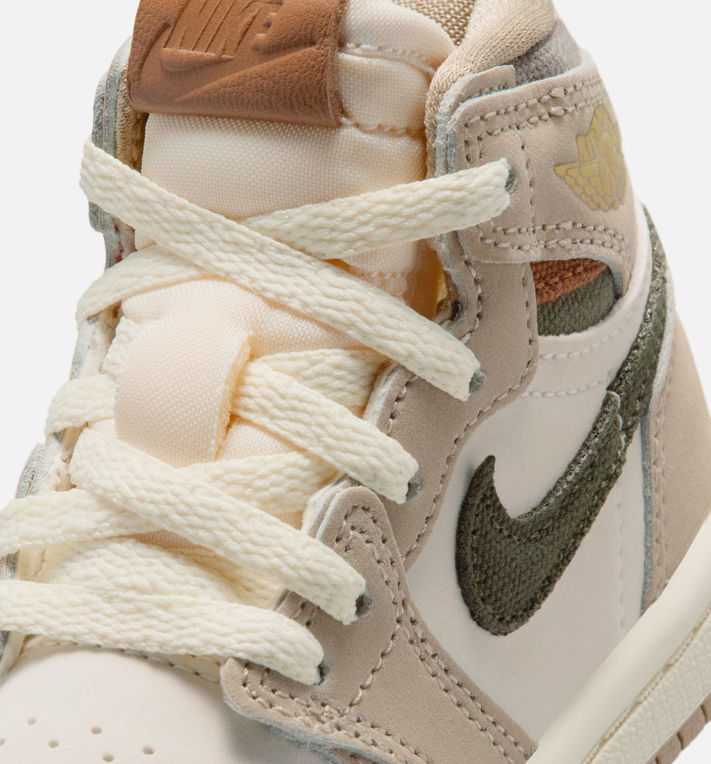 Air Jordan 1 Retro High OG Khaki Infant & Toddler Sneakers - Khaki/Sail/Coconut Milk/Cargo Khaki